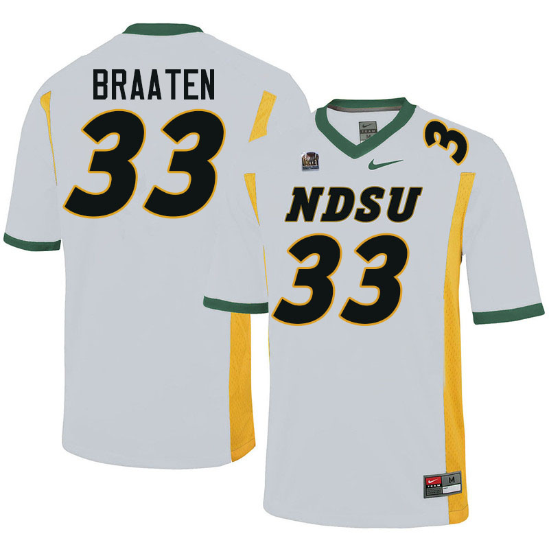 North Dakota State Bison #33 Walker Braaten College Football Jerseys Stitched-White